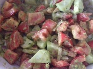 avocado pesto tomato salad
