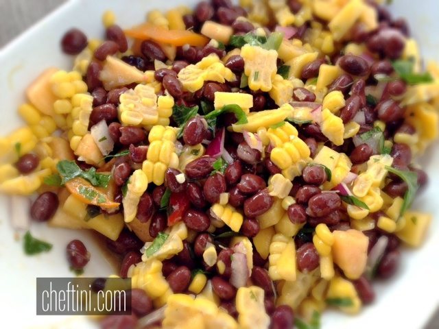 Black Bean and Corn Salad with Mango and Peach
