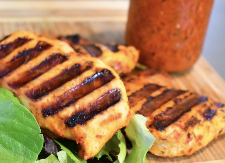 3 Step Grilled Chicken Makeover using Roasted Red Peppers