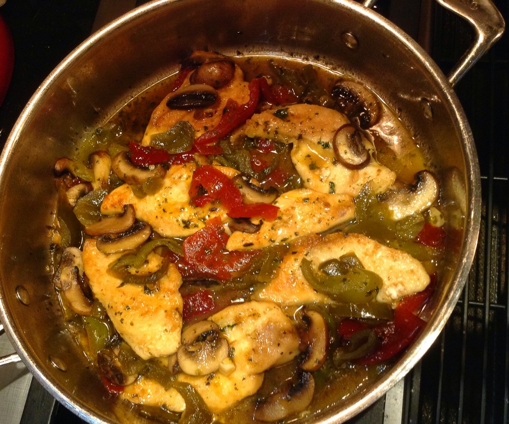 Chicken with Vinegar Peppers and Mushrooms