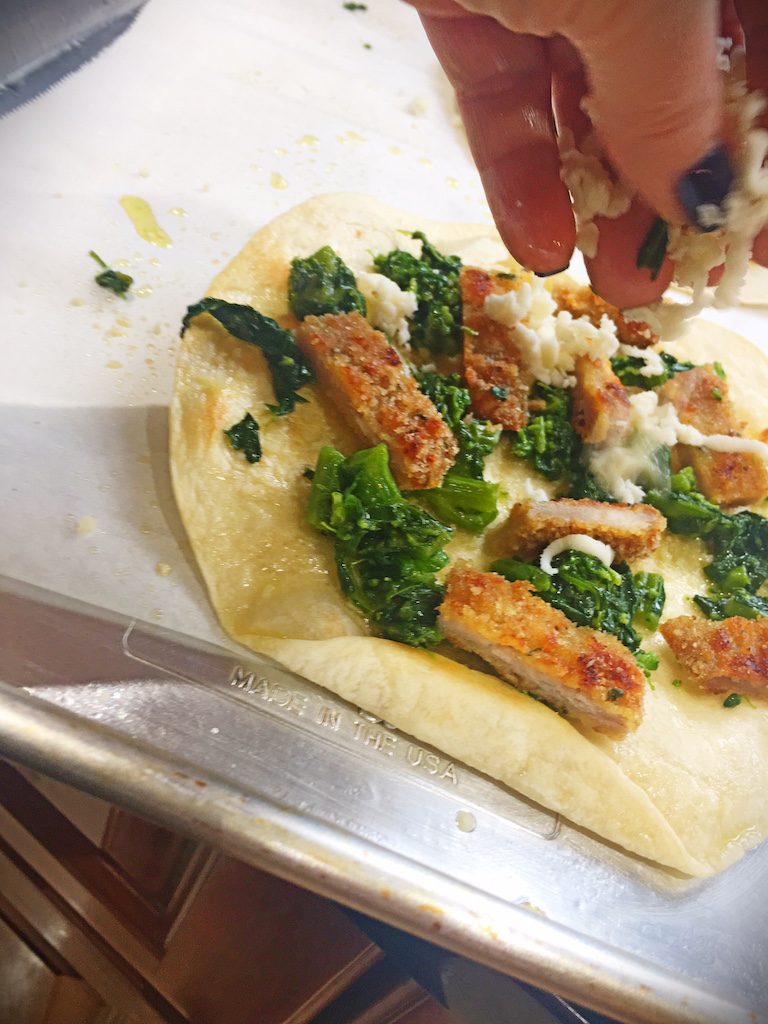 Pizza Tortilla with Cutlets Broccoli Rabe