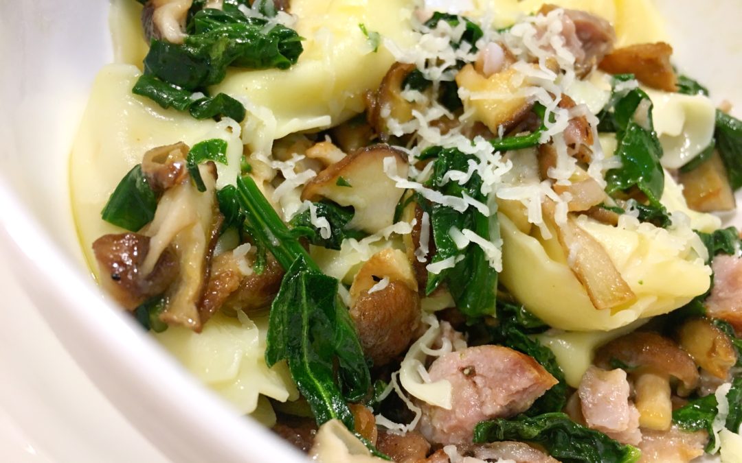 Tortelloni with Grilled Sausage and Shiitake Mushrooms