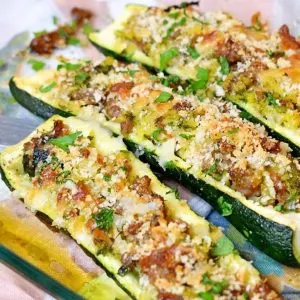 Broccoli Rabe Sausage Rice Zucchini Boat