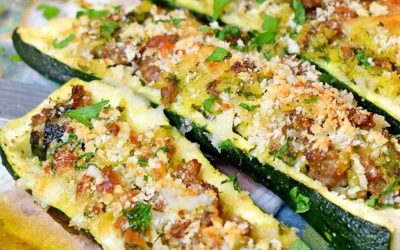 Sausage Broccoli Rabe Risotto Stuffed Zucchini