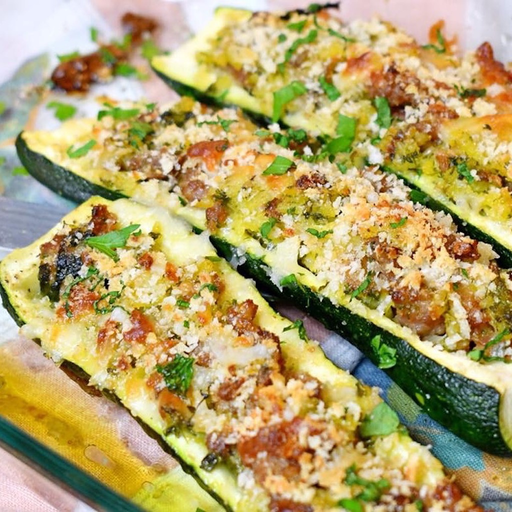 Sausage Broccoli Rabe Risotto Stuffed Zucchini
