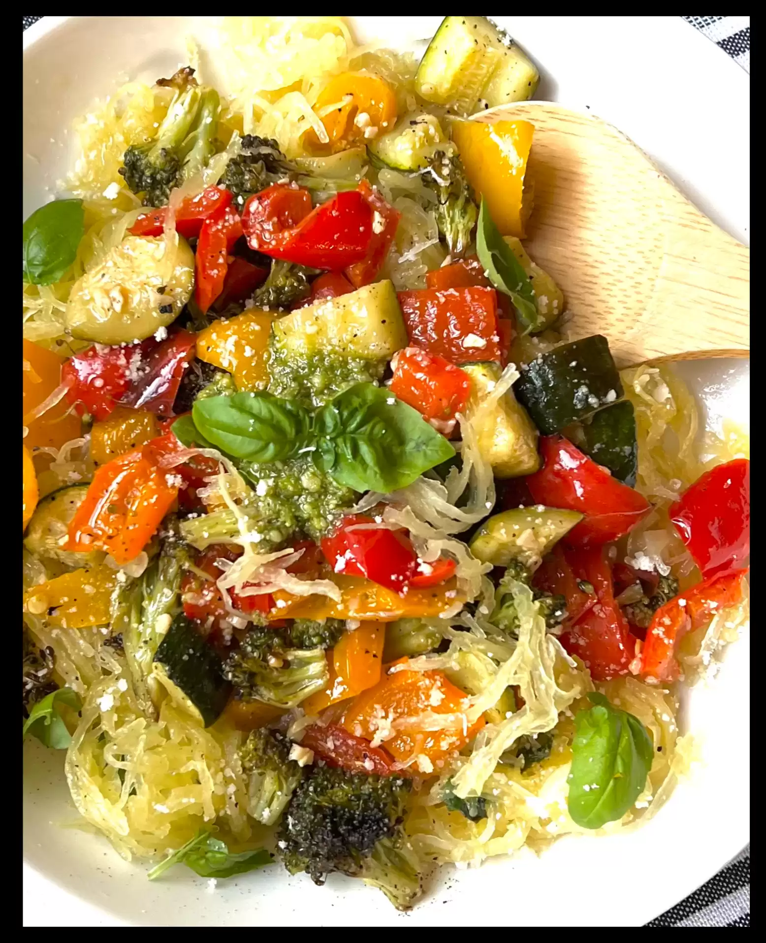 Sheet pan Spaghetti Squash with Roasted Vegetables