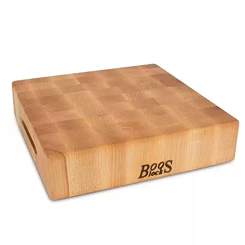 John Boos Boos Block CCB Series Large Reversible Wood Chopping Board, 3-Inch Thickness, 12" x 12" x 3", Maple